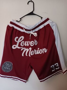 Lower Merion KOBE BRYANT Men's Maroon Athletic Mesh Shorts with White Trim